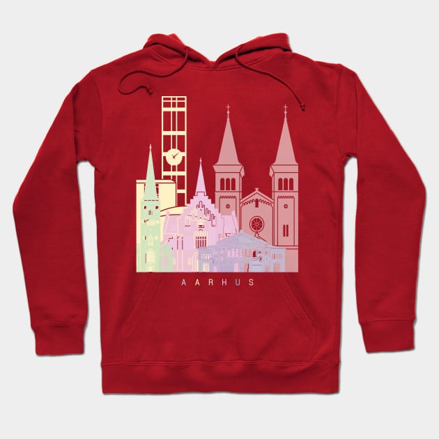 Aarhus skyline poster pastel Hoodie by PaulrommerArt